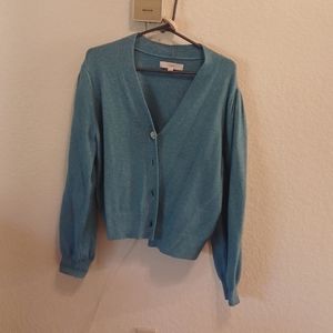 Sweater , loft,  blue , rine stone buttons
